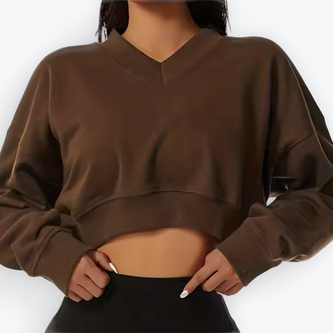 V Neck Crop Long Sleeve