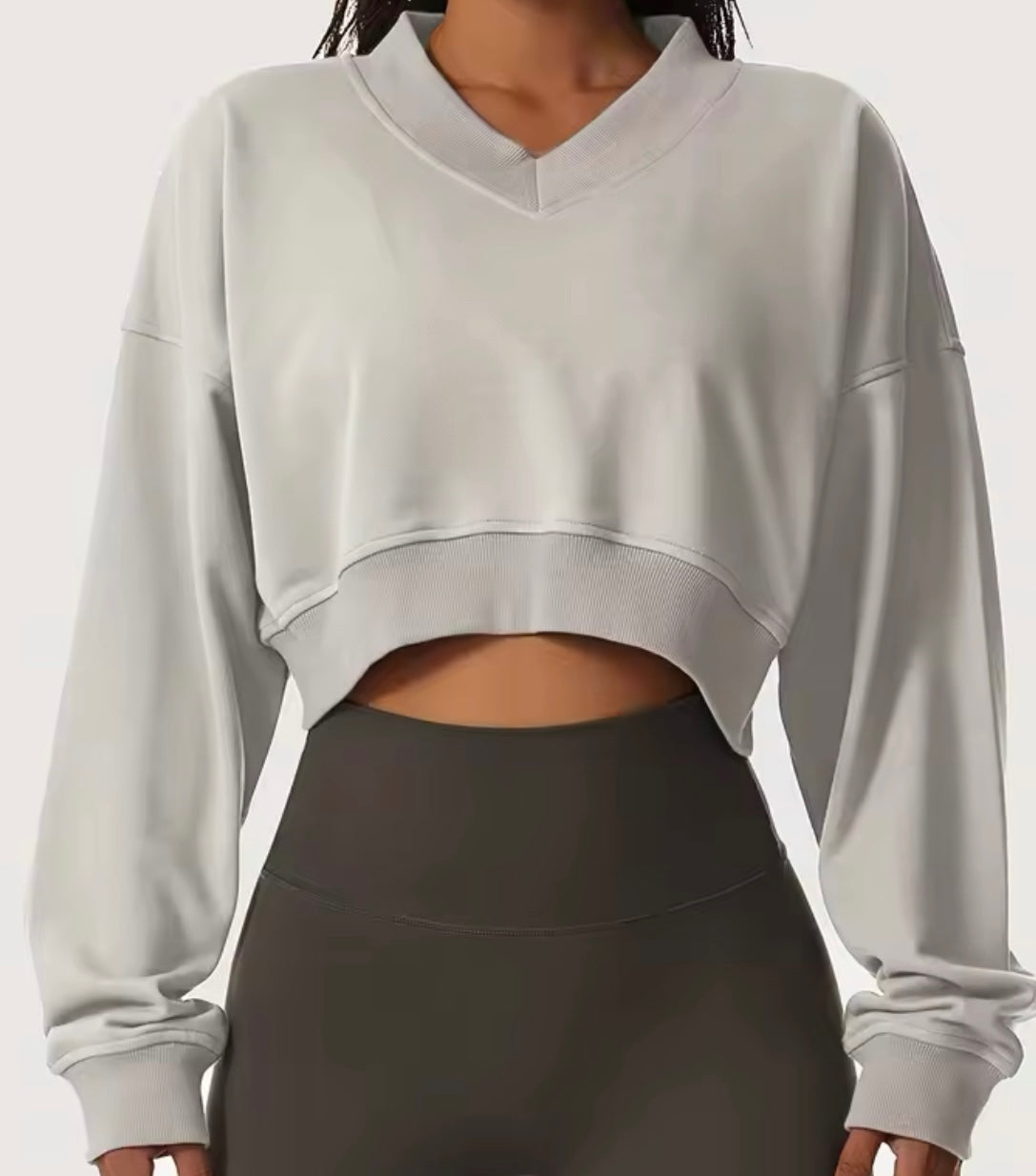 V Neck Crop Long Sleeve