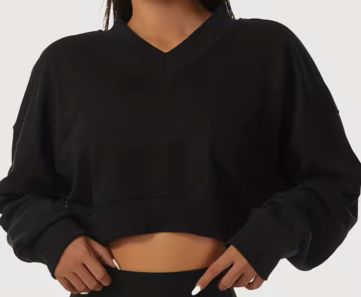 V Neck Crop Long Sleeve